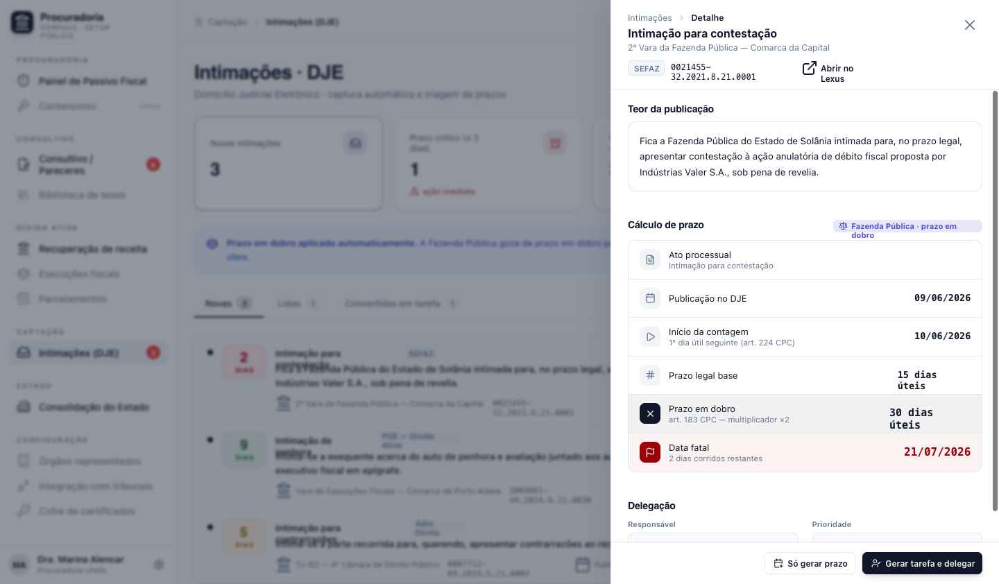 Cálculo de prazo legal em dobro